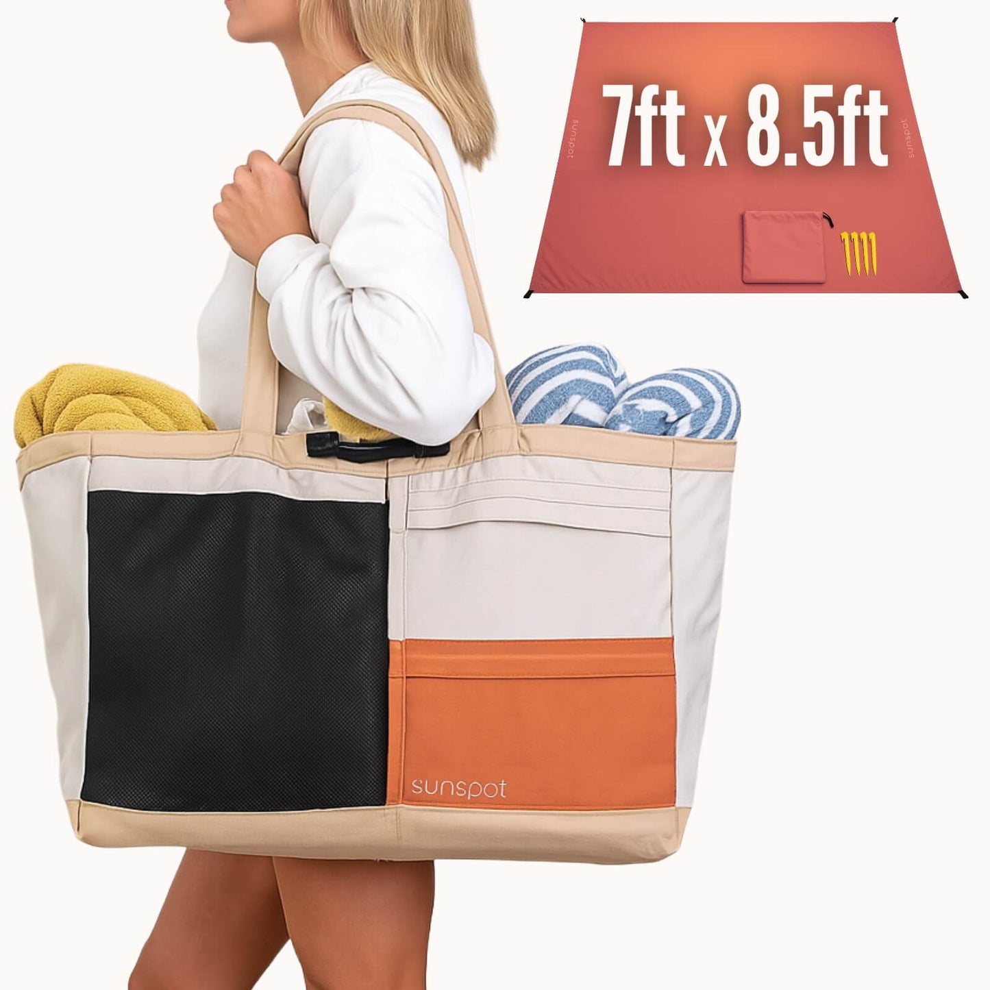 Premium Beach Tote with Pull-out Blanket