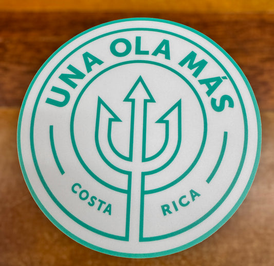 Costa Rica Una Ola Más 4" white/teal sticker
