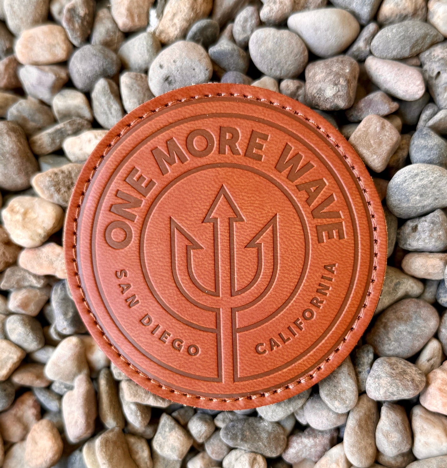 One More Wave Round Leather Patch